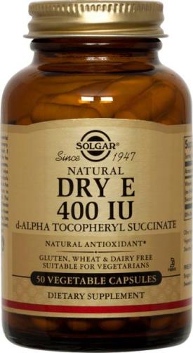 Solgar Dry Vitamin E 400 IU Vegetable Capsules (d-Alpha Tocopheryl Succinate)