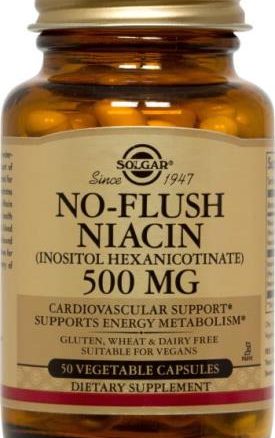 Solgar No-Flush Niacin 500 mg Vegetable Capsules (Vitamin B3) (Inositol Hexanicotinate)