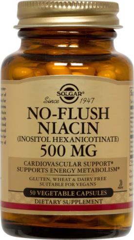 Solgar No-Flush Niacin 500 mg Vegetable Capsules (Vitamin B3) (Inositol Hexanicotinate)