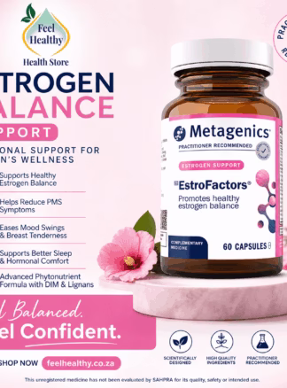 Metagenics EstroFactors supplement for estrogen balance PMS relief and hormonal wellness in South Africa