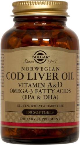 Solgar Norwegian Cod Liver Oil Softgels (Vitamin A & D Supplement)