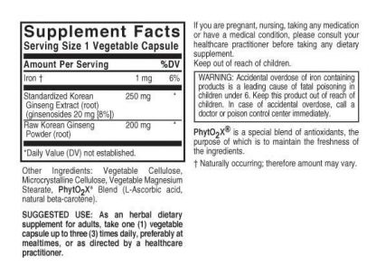 Solgar Korean Ginseng Root Extract Vegetable Capsules - Image 3