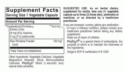 Solgar Rhodiola Root Extract Vegetable Capsules - Image 2
