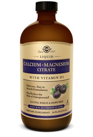 Solgar Liquid Calcium Magnesium Citrate with Vitamin D3 - Natural Blueberry Flavor