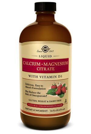 Solgar Liquid Calcium Magnesium Citrate with Vitamin D3 - Natural Strawberry Flavor