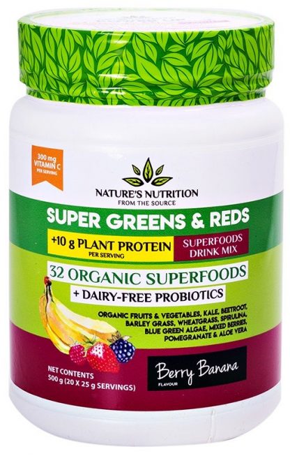 Natures Nutrition Super Greens and Reds Banana Berry
