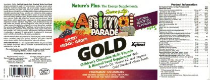 Animal Parade GOLD Multivitamin for Kids, Assorted chewables label