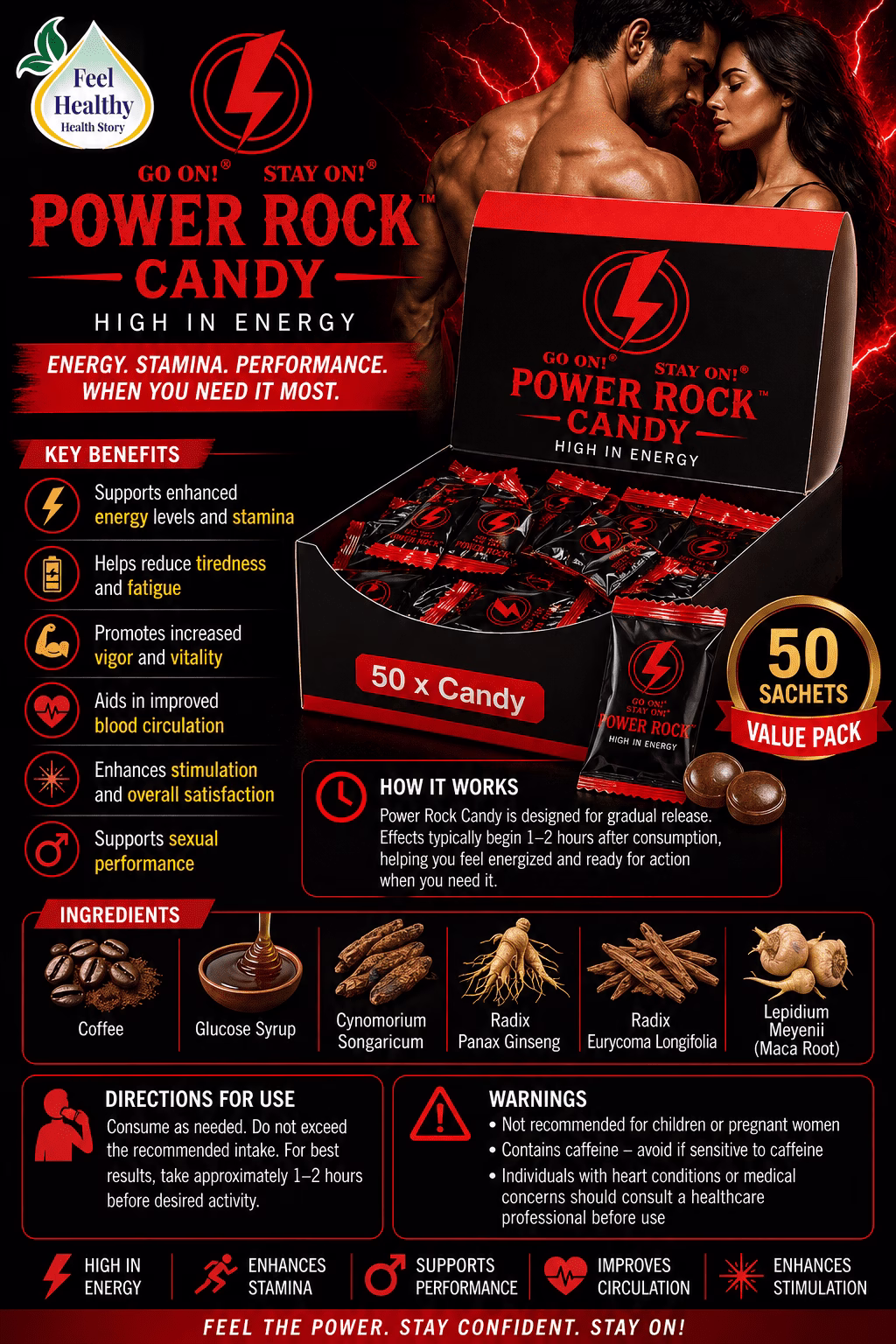 Power Rock Candy 50 Sachets – Energy Boost, Stamina, Vitality & Male Performance Support South Africa