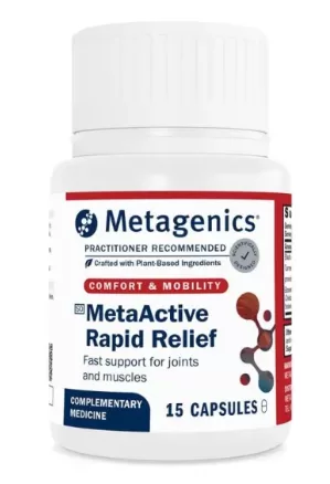Metagencis MetaActive Rapid Relief is designed to support the body’s natural comfort and mobility. Featuring a blend of turmeric, boswellia, and black sesame seed oil, it helps promote soothing comfort for muscles, back, head and neck tension, joints, and improves general well-being.
