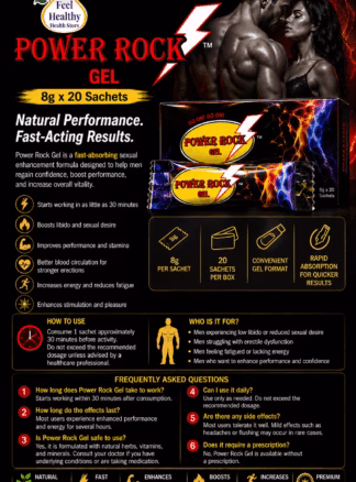 Power Rock Gel male performance supplement sachets for libido stamina energy and fast acting support in South Afric