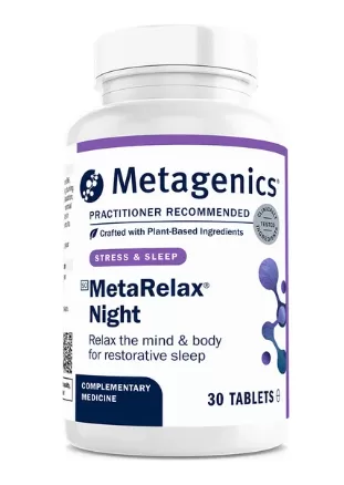MetaRelax® Night features a blend of magnesium, vitamins B6, B12, and folate designed to help support general well-being during times of stress. Magnesium works to promote muscular relaxation, while folate and vitamin B6 may contribute to maintaining normal psychological function. Passion Flower and Saffron also aids in relaxation and better sleep. This comprehensive formula aims to improve sleep, energy levels and overall health.