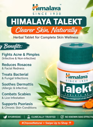 Himalaya Talekt Tablets support the treatment of acne, infections, dermatitis, and psoriasis with a natural herbal formula for clearer, healthier skin.