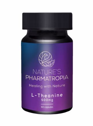 L-Theanine 500mg capsules Nature’s Pharmatropia calm focus stress relief and relaxation supplement